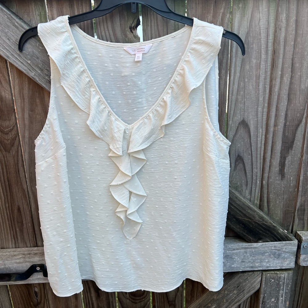 LC Lauren Conrad Cream Ruffle Blouse